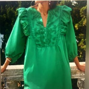 NWOT SHEIN Kelly Green Embroidered Dress